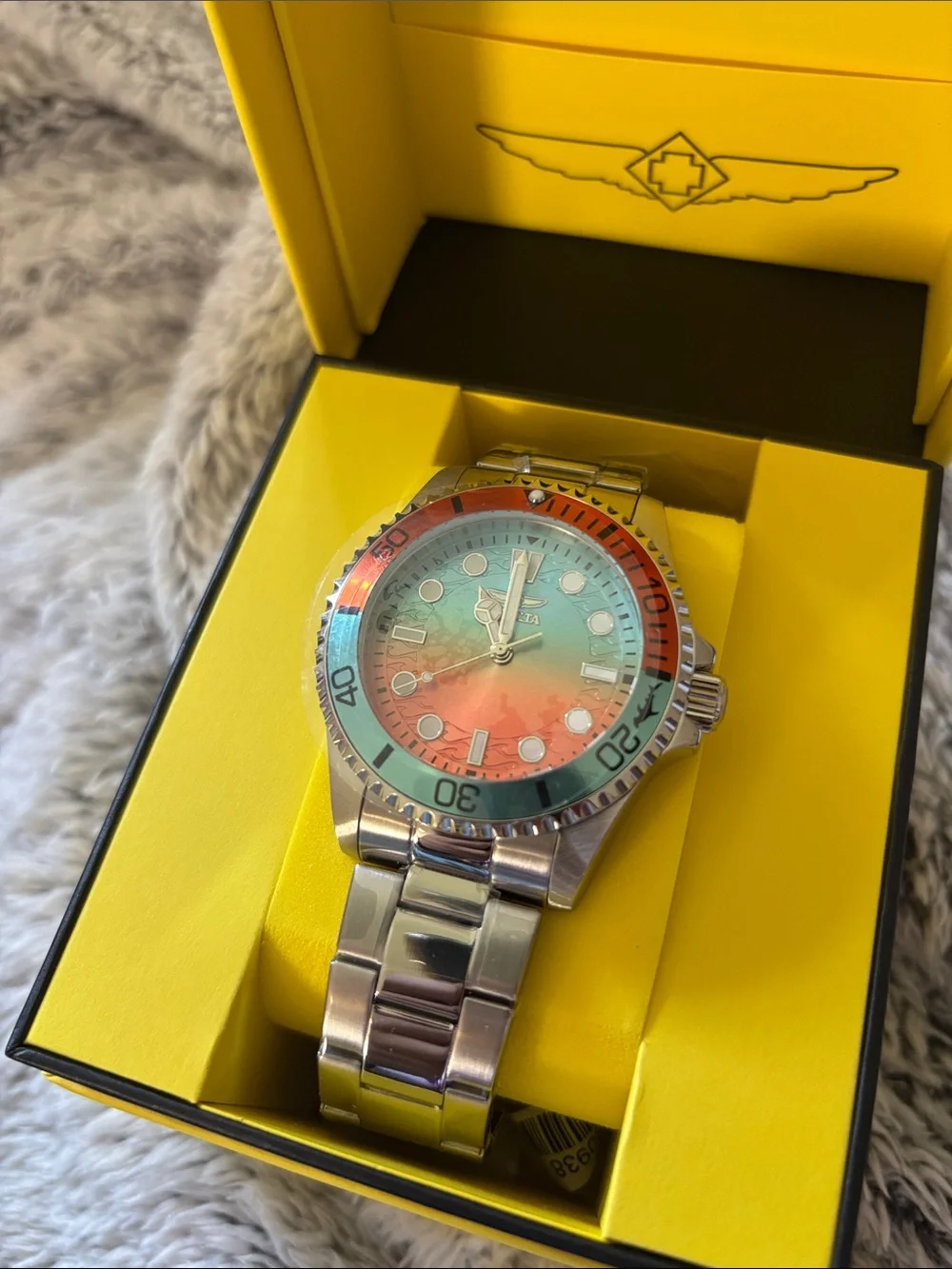 Invicta Unisex Coral to Aqua Gradient Dial Stainless Steel Watch